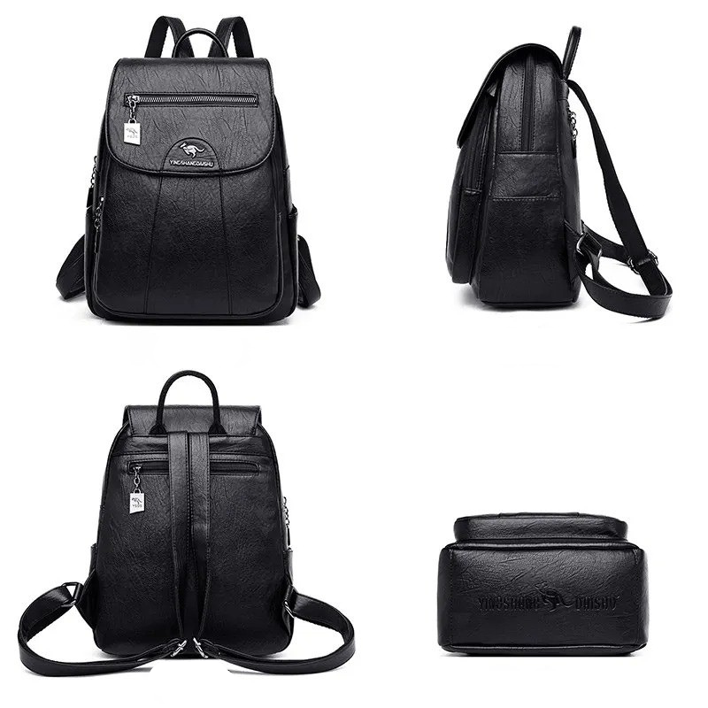 Sac à Dos Cuir Noir Femme Chic - Yingshandaishu™