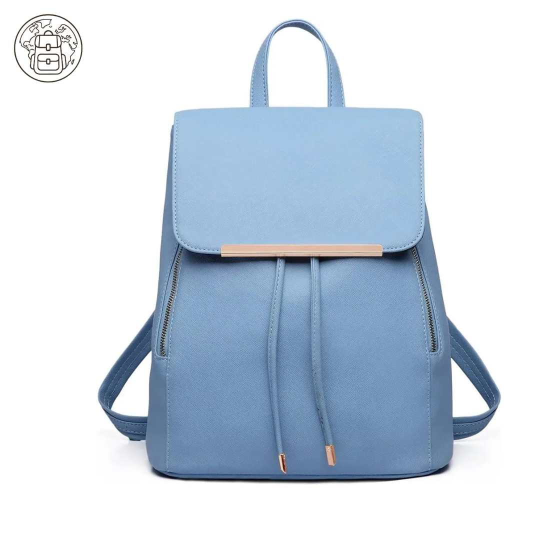 Sac à Dos Femme Similicuir Bleu : Élégant, Léger et Multi-Poches Sécurisées - Célara™