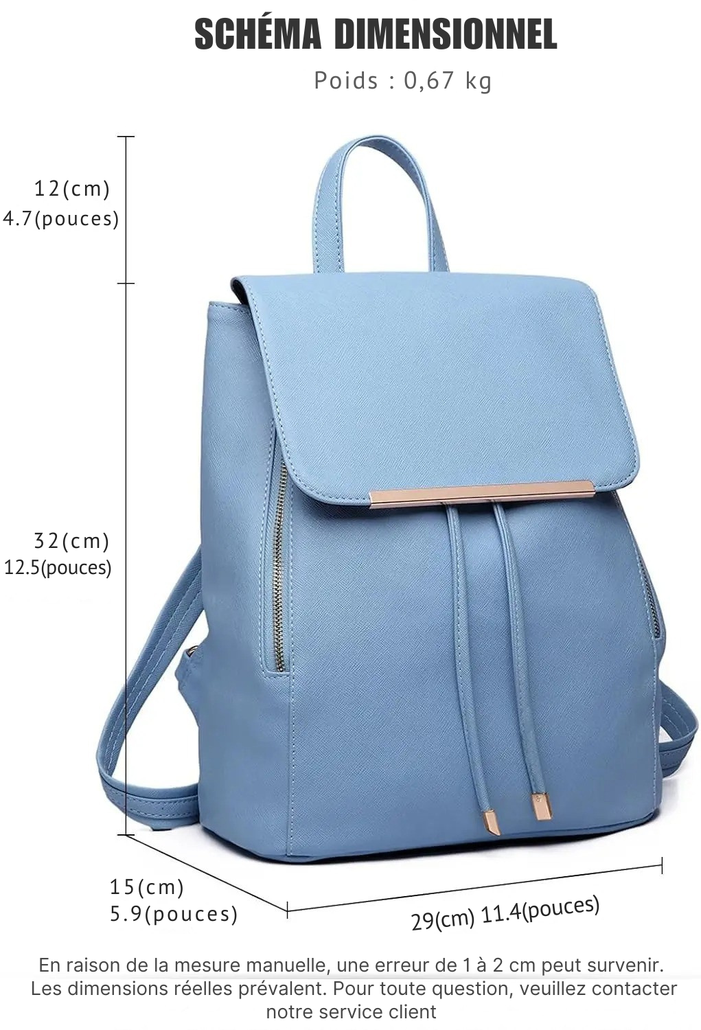 Sac à Dos Femme Similicuir Bleu : Élégant, Léger et Multi-Poches Sécurisées - Célara™