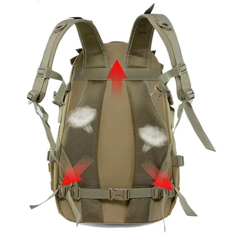 Sac à Dos Kaki 50L Homme : Oxford Résistant, 3 Compartiments et Polyvalence Tactique - Outdoor™