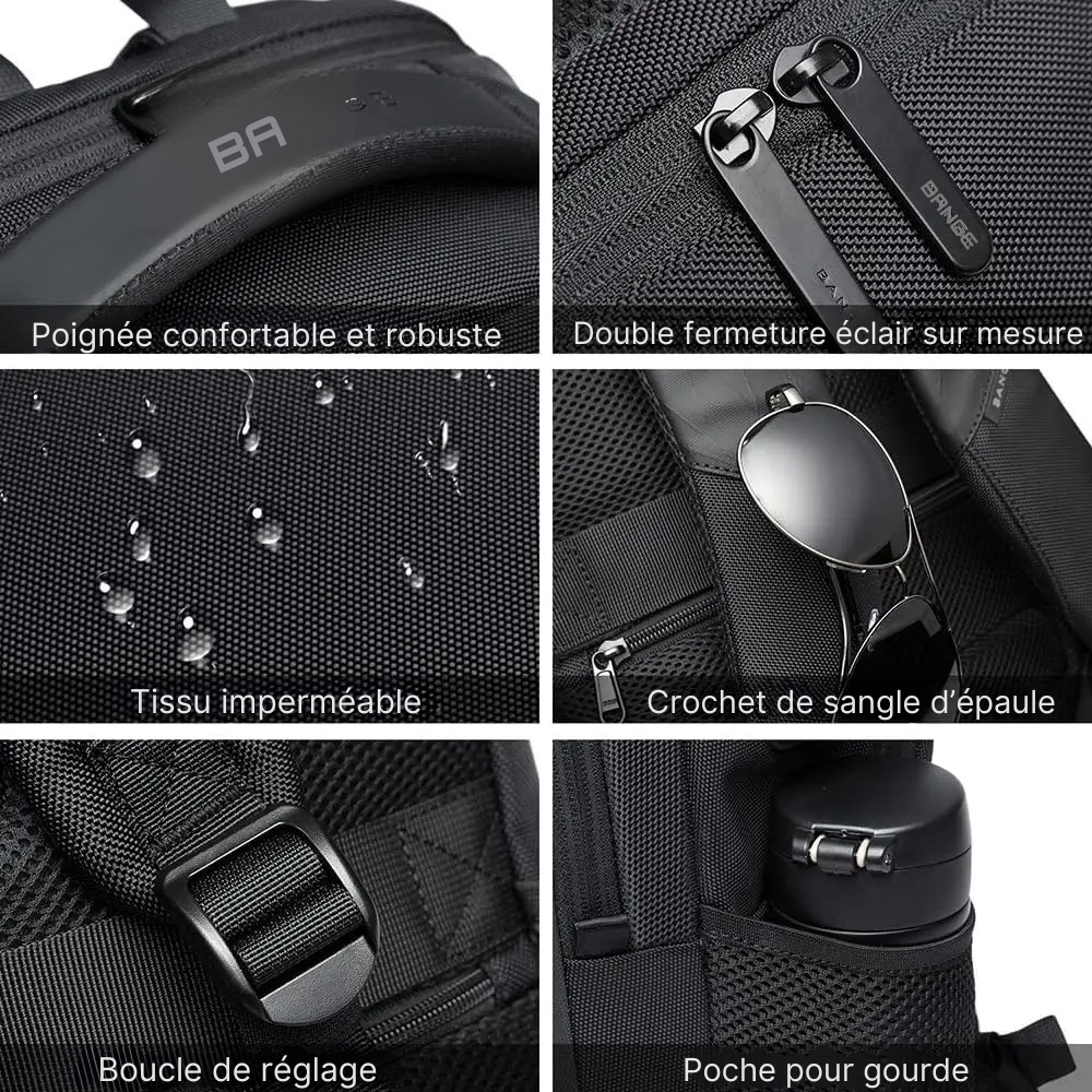 Sac à Dos Ordinateur Business Homme : Étanche, Multipoche & Compatible Bagage Cabine - BANGE™