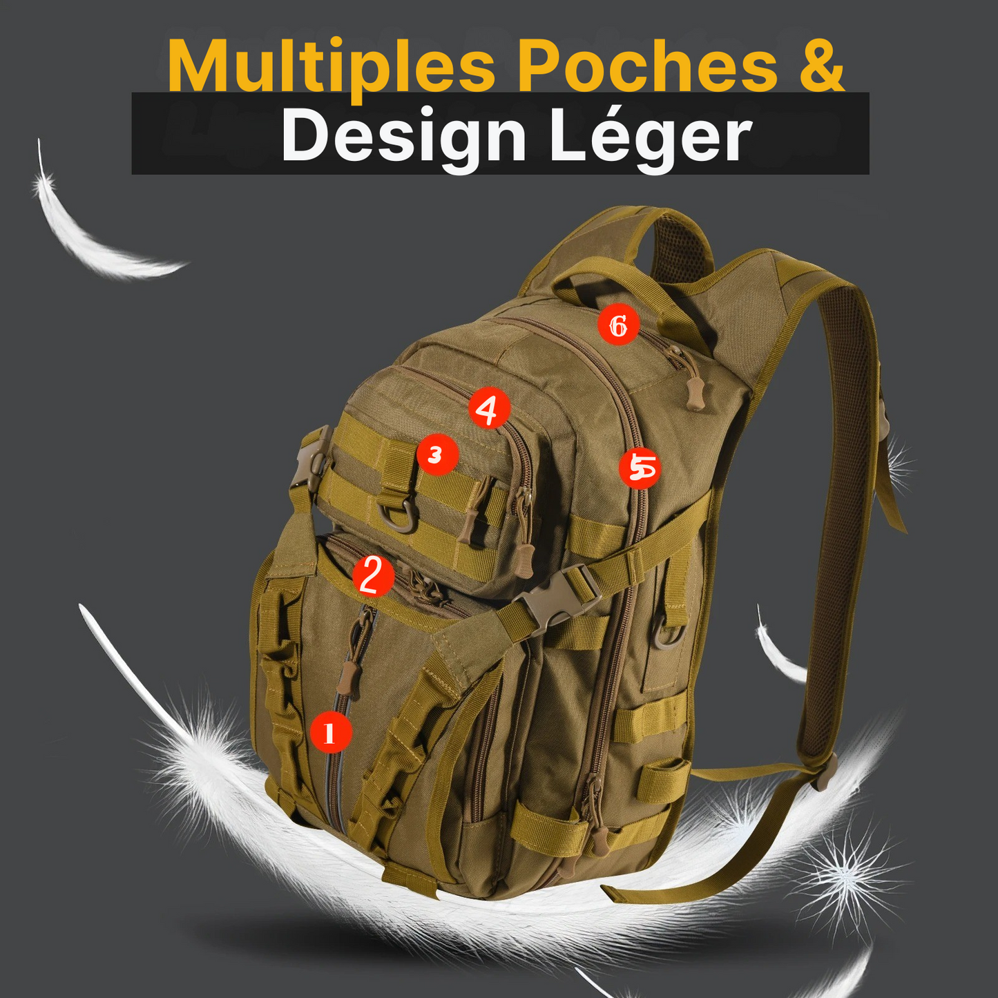 Sac à Dos Randonnée Imperméable Homme Kaki - Goture™
