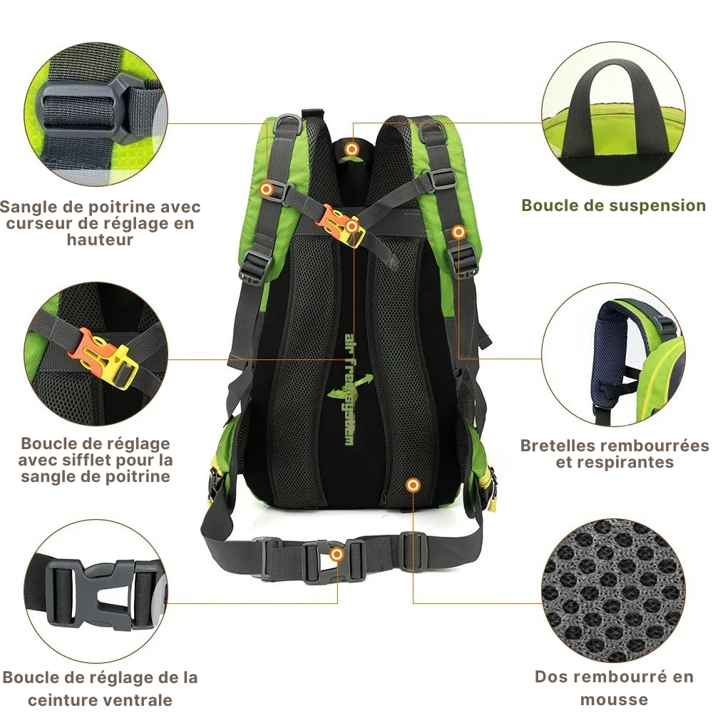 Sac à Dos Randonnée Vert 40L Homme - Trekking™