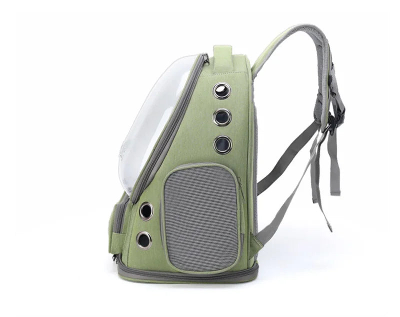 Sac à Dos Transport Chat Capsule Kaki : Fenêtre Panoramique, Aéré et Sécurisé - Moorpet™
