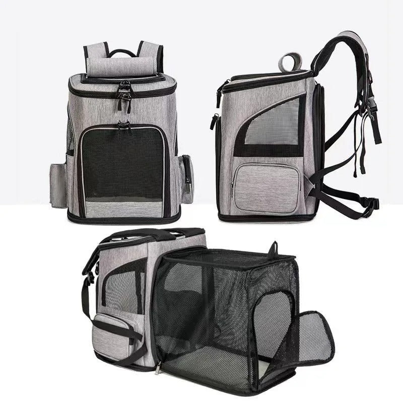Sac à Dos Transport Chat Extensible : Lin Cationique Durable, Aéré et Pliable - Flexicat™