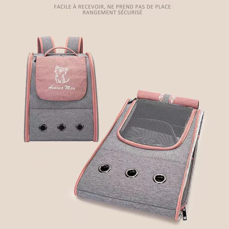 Sac à Dos Transport Chat : Voyage Avion, Pliable et Sécurisé avec Attache Valise - Nolya™