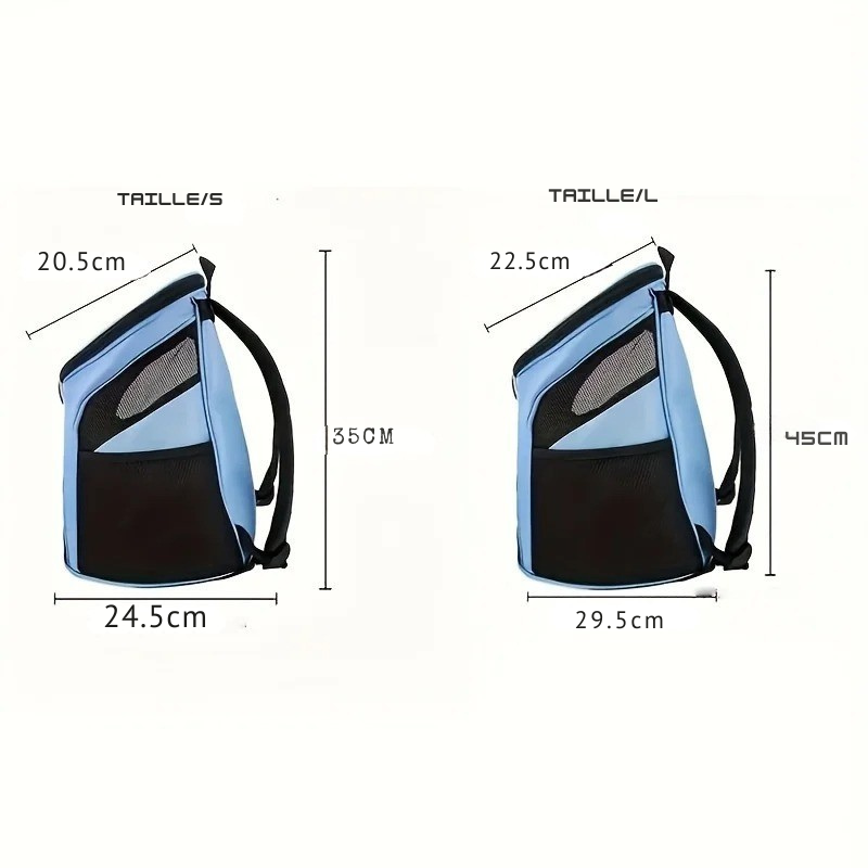 Sac à Dos Transport Chien & Chat : Nylon Renforcé, Maille Aérée et Pliable - Velza™