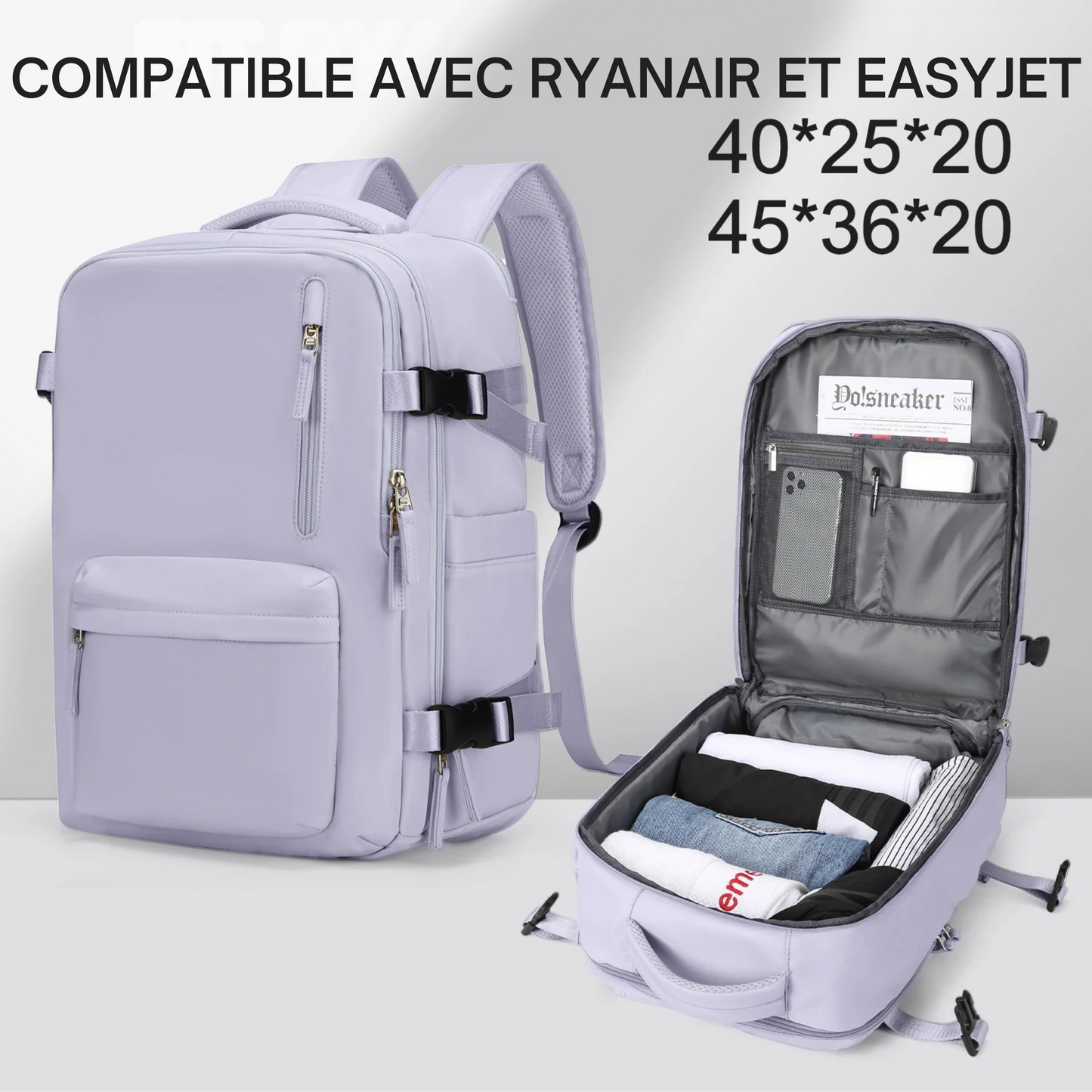 Sac à Dos Voyage Cabine Femme: Grande Capacité, Autorisé chez Easyjet et Ryanair - Dolos™