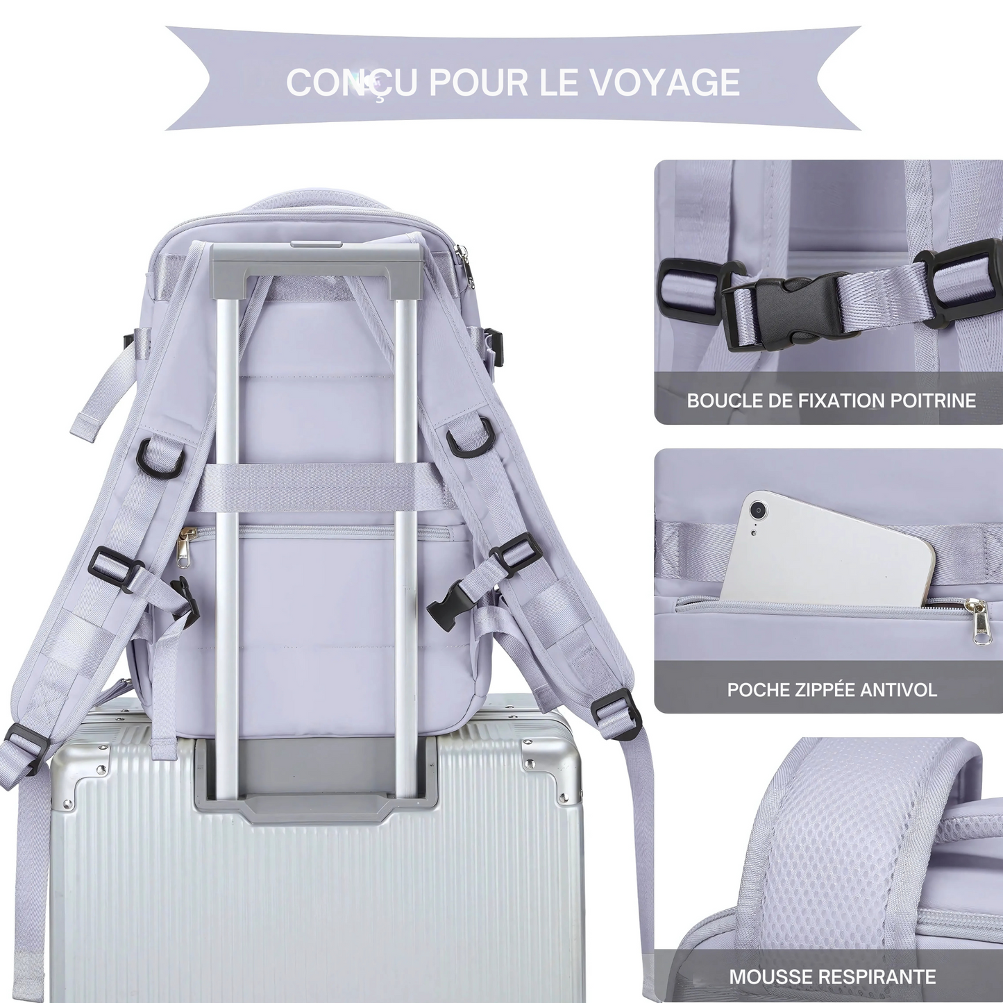 Sac à Dos Voyage Cabine Femme: Grande Capacité, Autorisé chez Easyjet et Ryanair - Dolos™