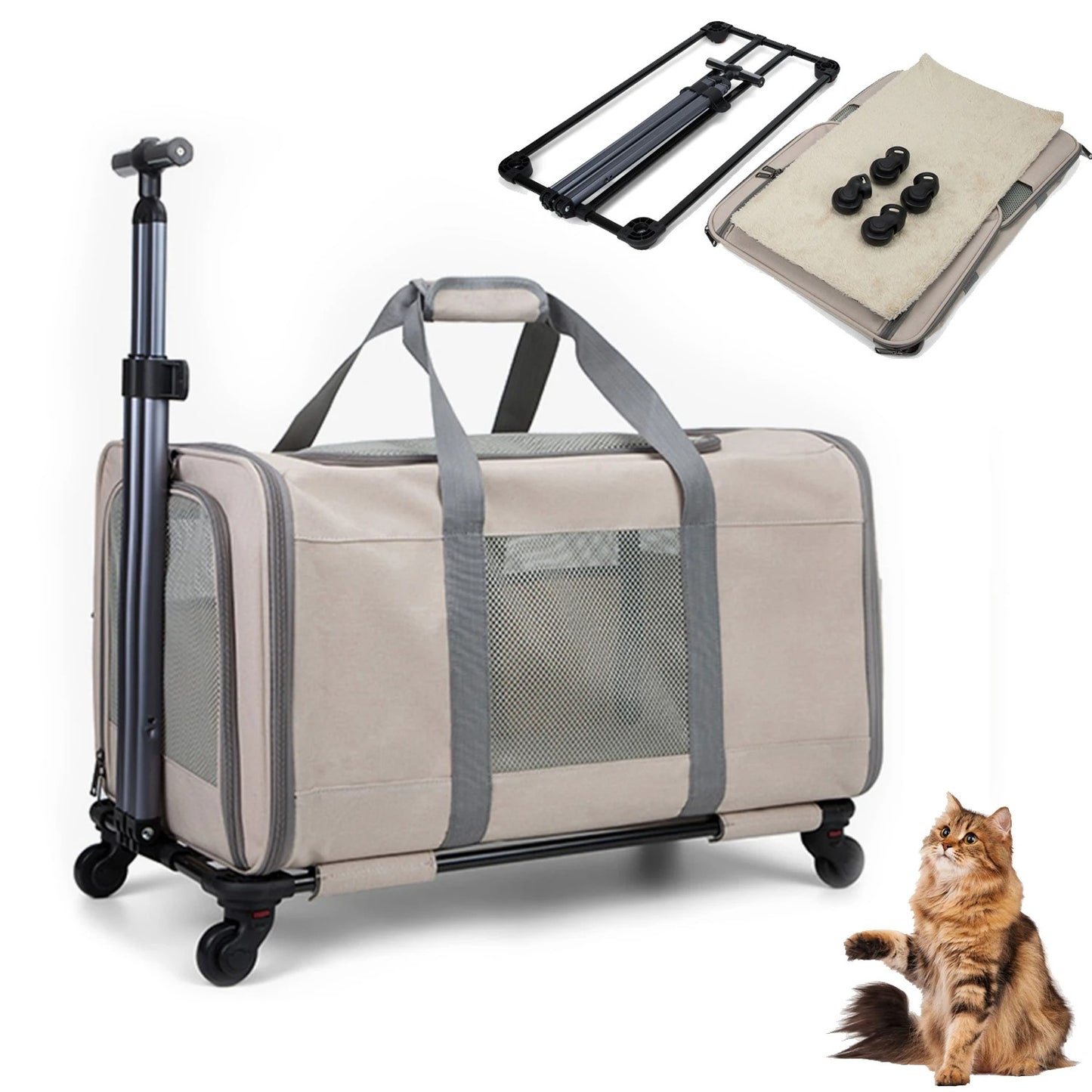 Sac de Transport Chat à Roulettes : 360°, Anti-Fuite et Transformable - Tribly™