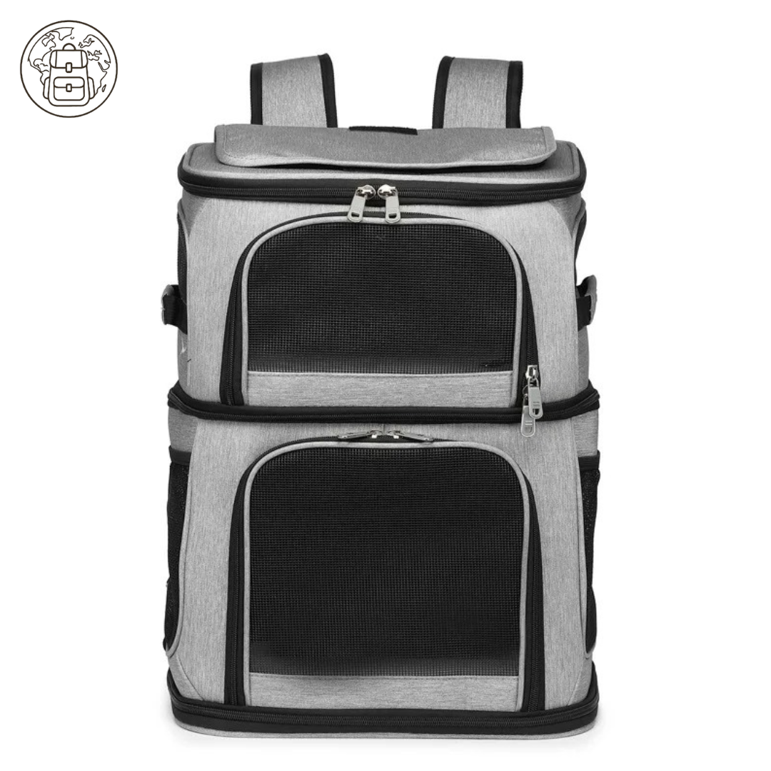 Sac de Transport pour Chat à Double Compartiment : Polyester, Modulable en Simple - DuoNest™