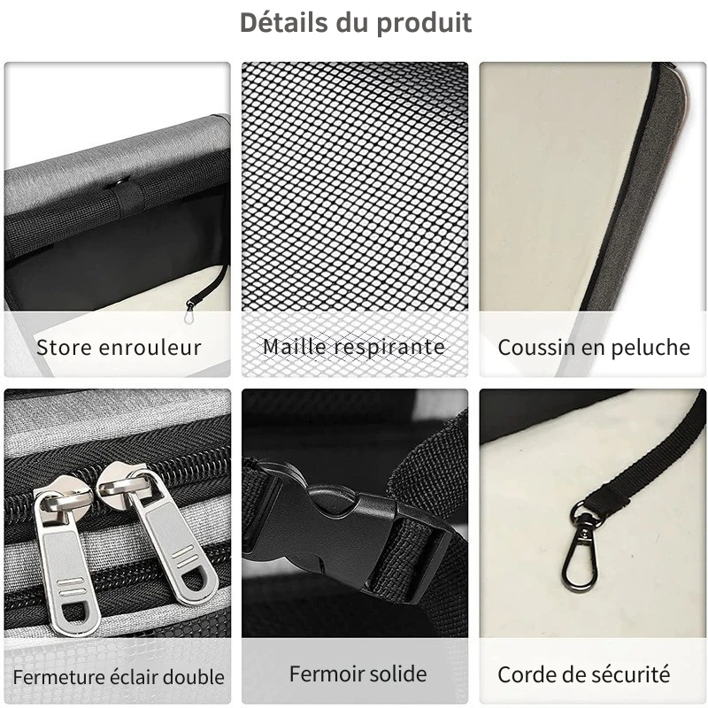 Sac de Transport pour Chat à Double Compartiment : Polyester, Modulable en Simple - DuoNest™