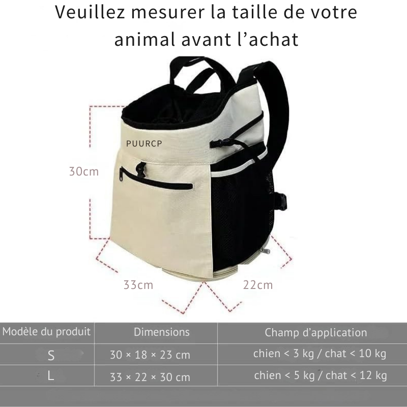 Sac à Dos Transport Chien 20L Port Ventrale ou Dorsal en Maille Respirante – PUUROF™