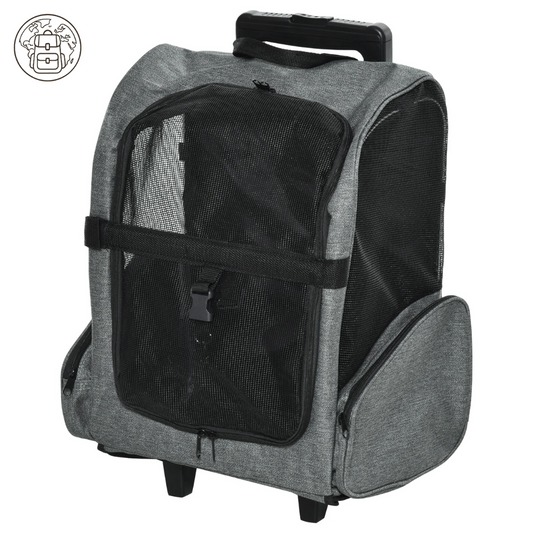Sac à Dos Chariot pour Chien 2 en 1 : Roulettes, Poignée Télescopique et Oxford 600D - Trotinou™