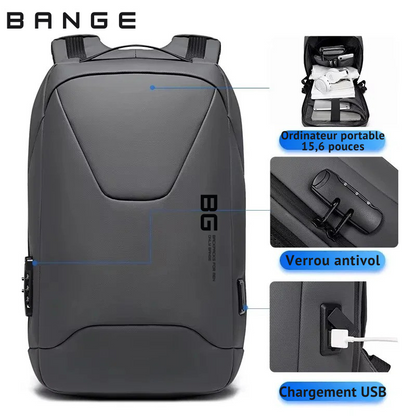 Sac à Dos Homme : PC Portable 15,6’’, Sécurité Antivol & Connectivité USB - BANGE™