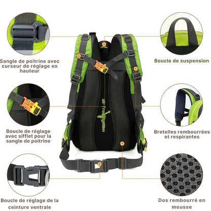 Sac à Dos Randonnée Vert 40L Homme - Trekking™
