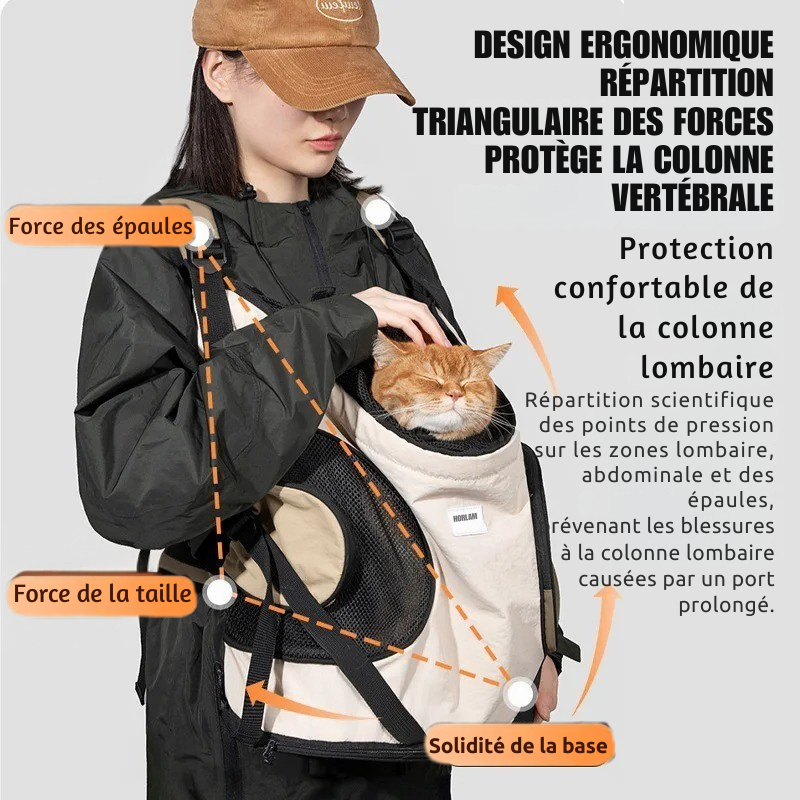 Sac à Dos Transport Chat 10 kg : Confort Ventral Ergonomique, Grande Capacité et Ventilation Optimale – Chesto™