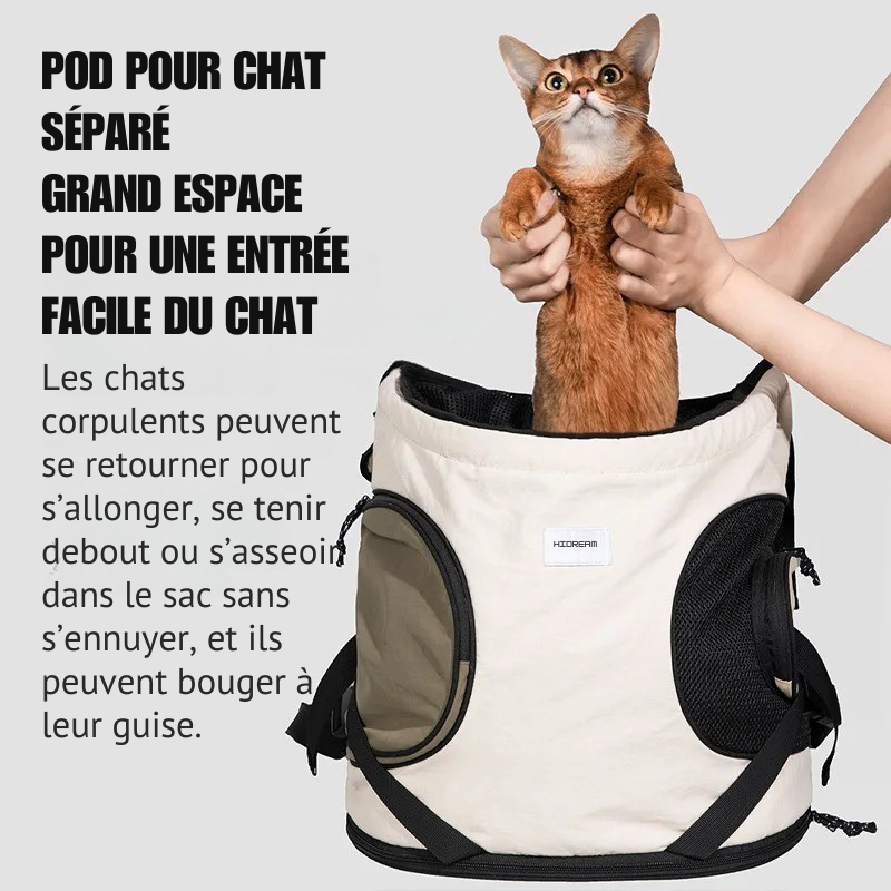 Sac à Dos Transport Chat 10 kg : Confort Ventral Ergonomique, Grande Capacité et Ventilation Optimale – Chesto™