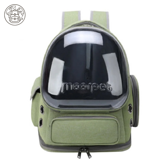 Sac à Dos Transport Chat Capsule Kaki : Fenêtre Panoramique, Aéré et Sécurisé - Moorpet™