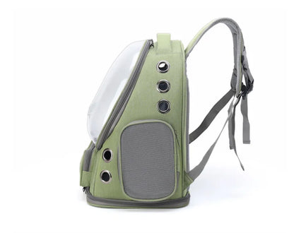 Sac à Dos Transport Chat Capsule Kaki : Fenêtre Panoramique, Aéré et Sécurisé - Moorpet™