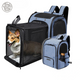 Sac à Dos Transport Chat Extensible Bleu : Lin Cationique Durable, Aéré et Pliable - Petskd™