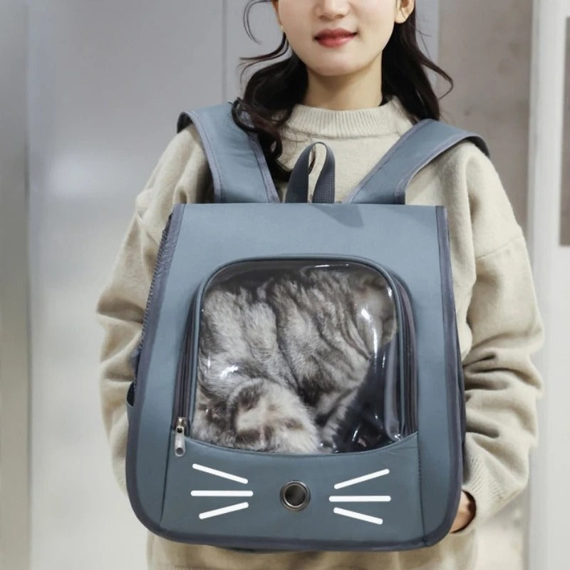Sac à Dos Transport Chat : Oxford Imperméable, Dos Transparent et Bretelles Rembourrées - Kitti™