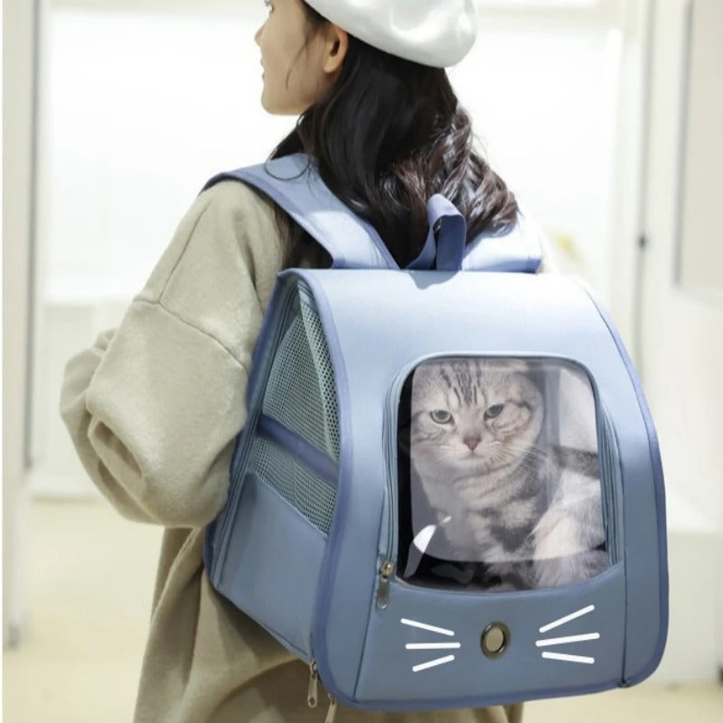 Sac à Dos Transport Chat : Oxford Imperméable, Dos Transparent et Bretelles Rembourrées - Kitti™