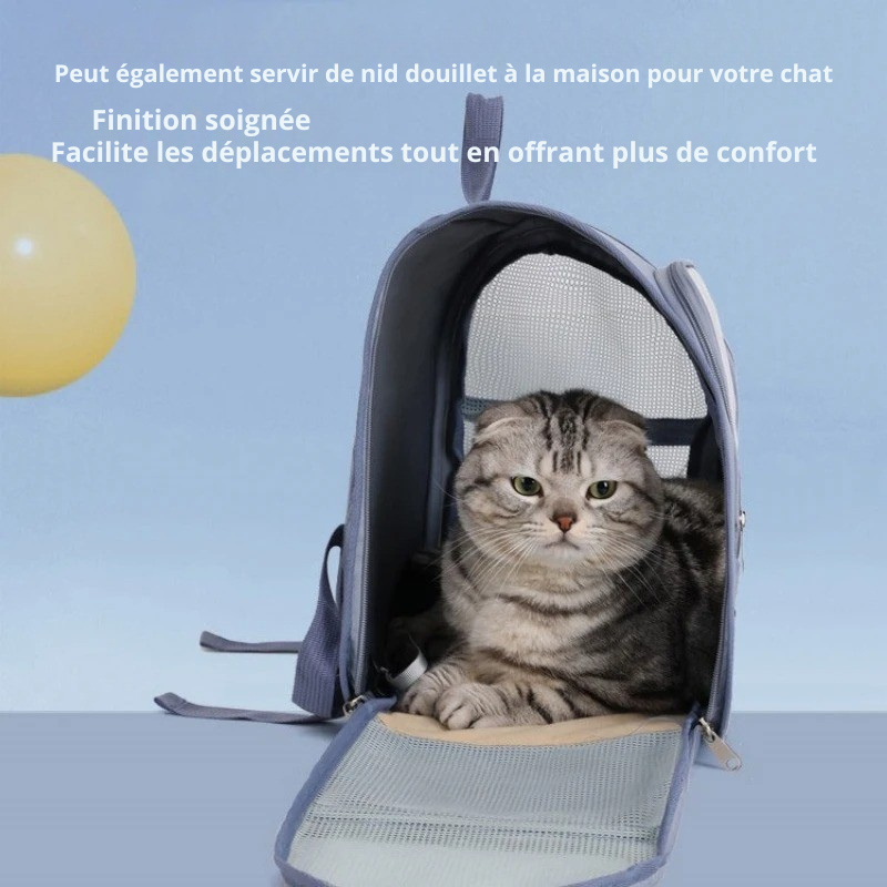 Sac à Dos Transport Chat : Oxford Imperméable, Dos Transparent et Bretelles Rembourrées - Kitti™