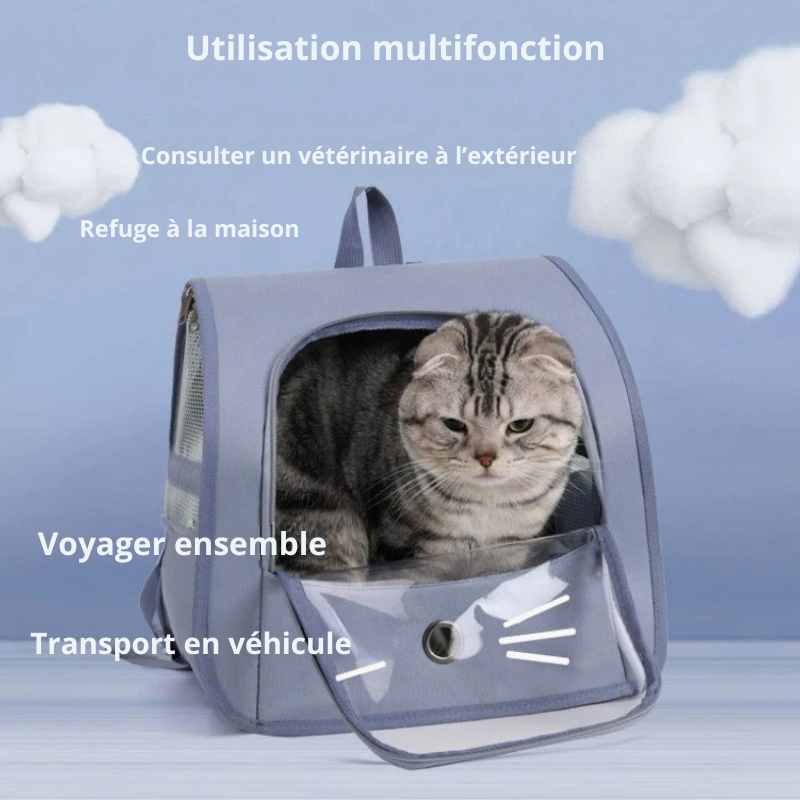 Sac à Dos Transport Chat : Oxford Imperméable, Dos Transparent et Bretelles Rembourrées - Kitti™