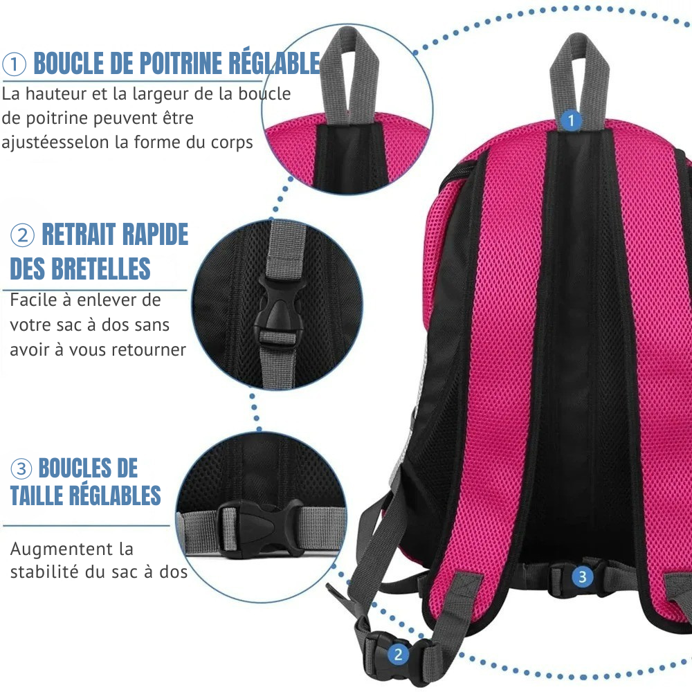 Sac à Dos Transport Chien 15g : Couvercle Amovible en Mousse Rembourrée et Multi-Poches - ComfortPet™