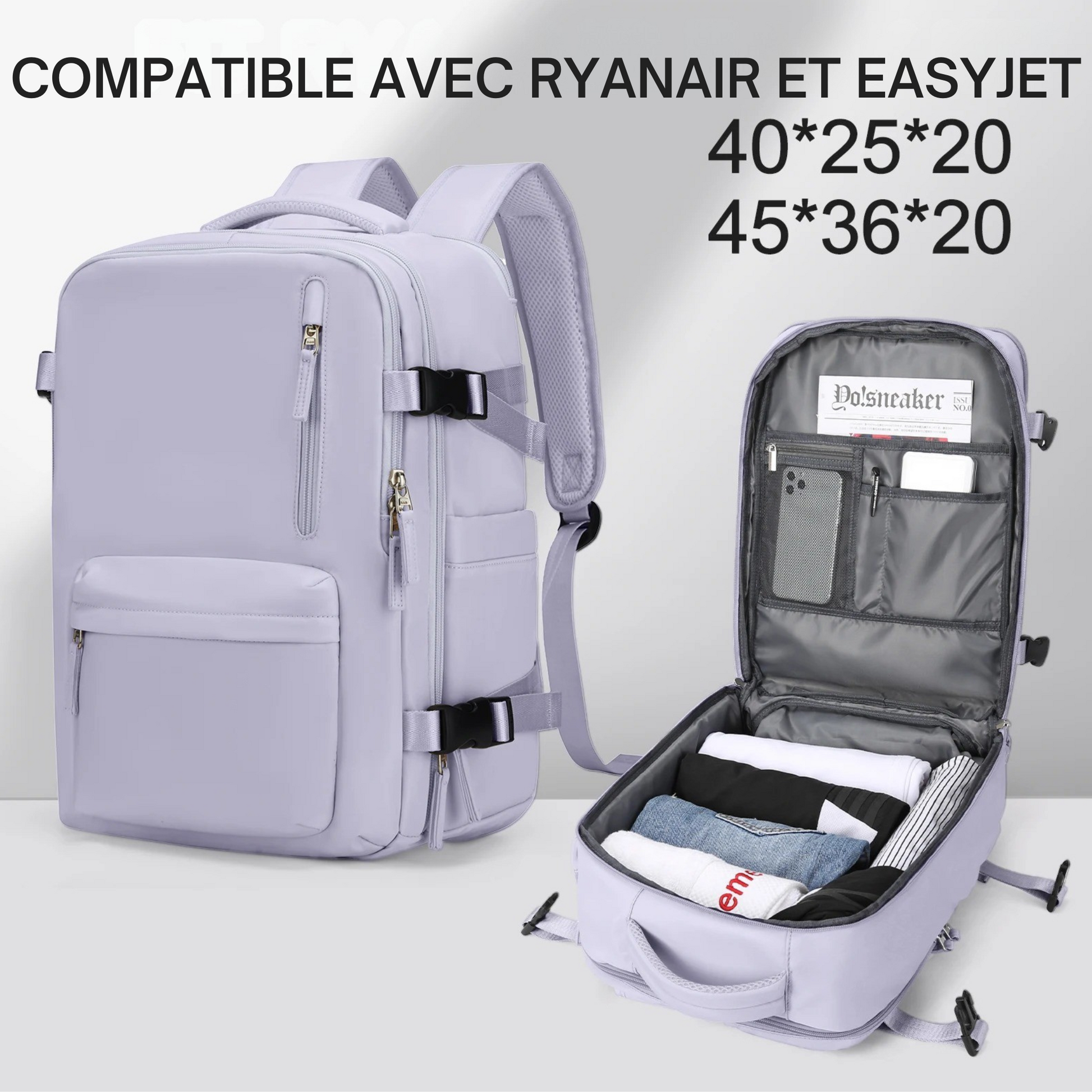 Sac à Dos Voyage Cabine Femme: Grande Capacité, Autorisé chez Easyjet et Ryanair - Dolos™