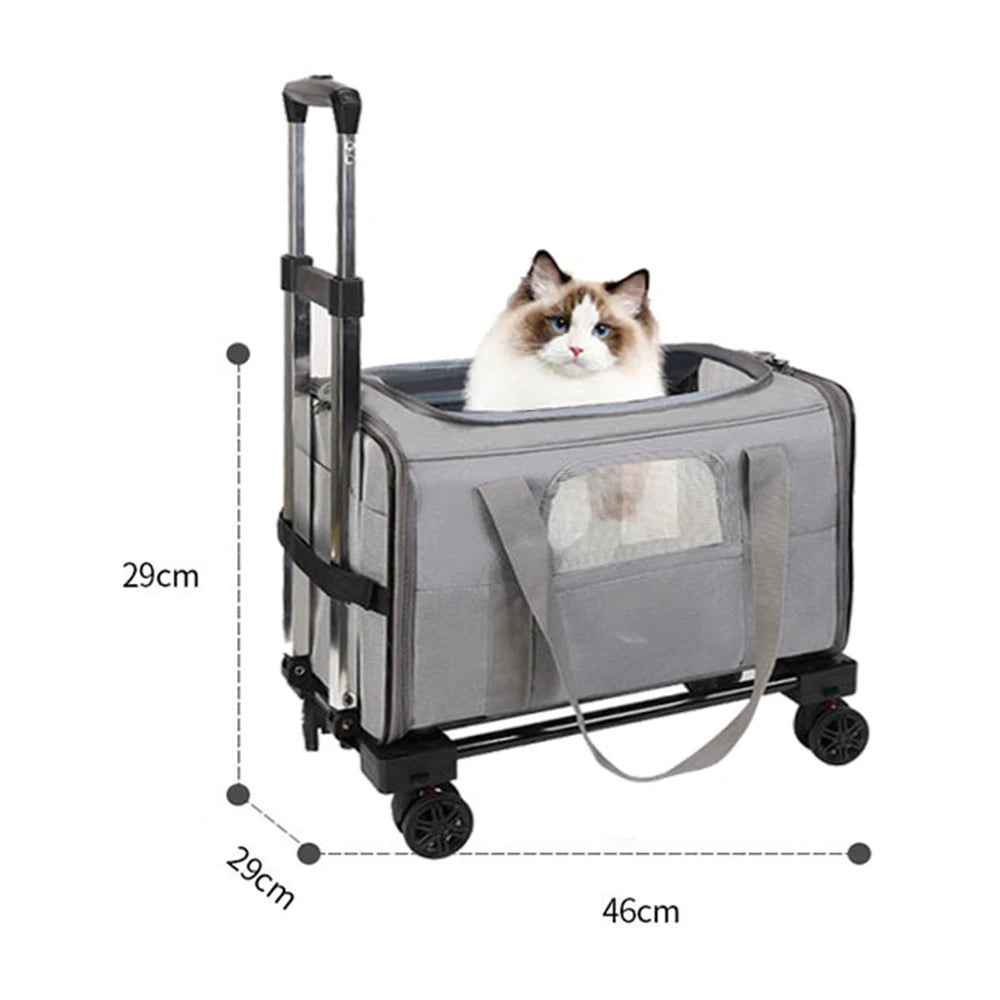 Sac de Transport Chat à Roulettes : 360°, Anti-Fuite et Transformable - Tribly™