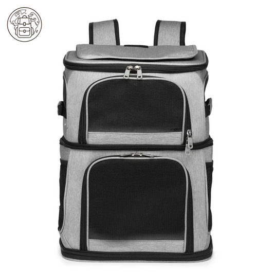 Sac de Transport pour Chat à Double Compartiment : Polyester, Modulable en Simple - DuoNest™