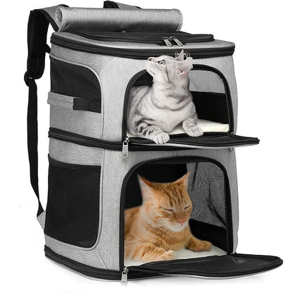 Sac de Transport pour Chat à Double Compartiment : Polyester, Modulable en Simple - DuoNest™