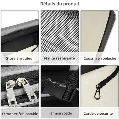 Sac de Transport pour Chat à Double Compartiment : Polyester, Modulable en Simple - DuoNest™