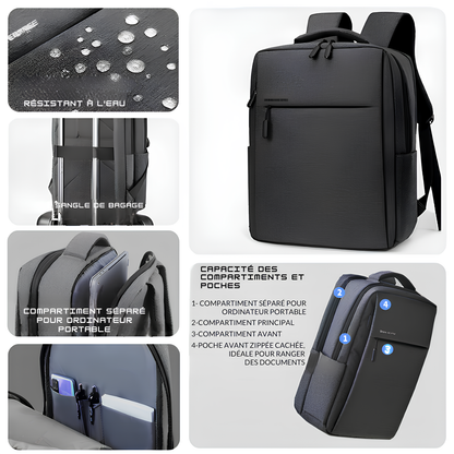 Sac à dos pour ordinateur 40L: Port de chargeur USB et manchon de bagage robuste - Micvoom™