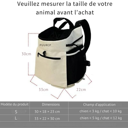 Sac à Dos Transport Chien 20L  Port Ventrale ou Dorsal en Maille Respirante – PUUROF™